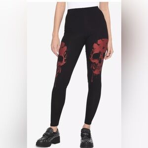 Hot Topic Red Glitter Skull Leggings NWT Sm